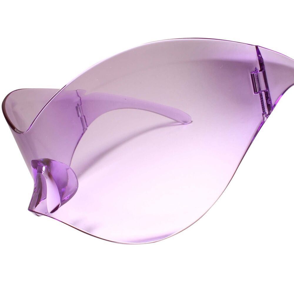 Modern Oversized Rimless Shield Wraparound Fashion Womens Purple Sunglasses